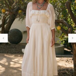 Free People Oasis Midi Dress Vintage White Cottage Core Womens S